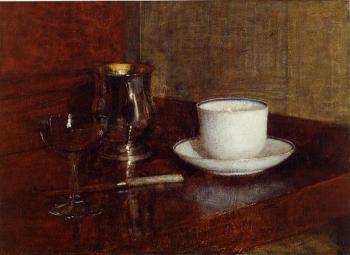 亨利 方丹 拉圖爾 Still Life Glass, Silver Goblet and Cup of Champagne 亨利 方丹 拉圖爾 Still Life Glass, Silver Goblet and Cup of Champagne